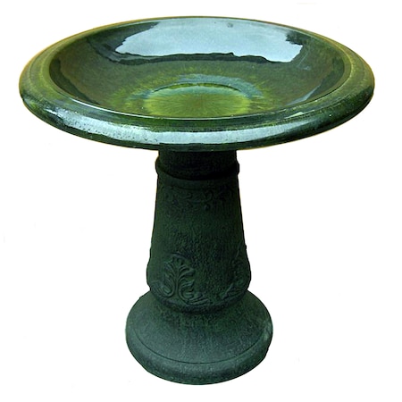 Red Star Deep Green Fiber-Clay Bird Bath FM 2470G